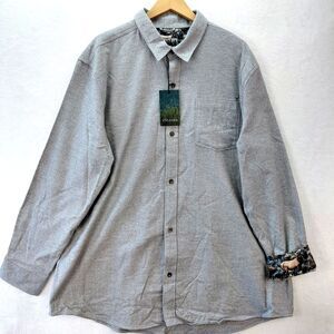Pladra Flannel Shirt Mens 3XL Gray Cascade Long Sleeve Button Up Flip Cuff NEW